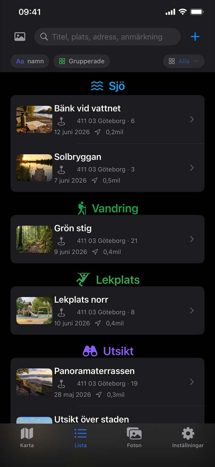 Placebook - Mina platser Screenshot